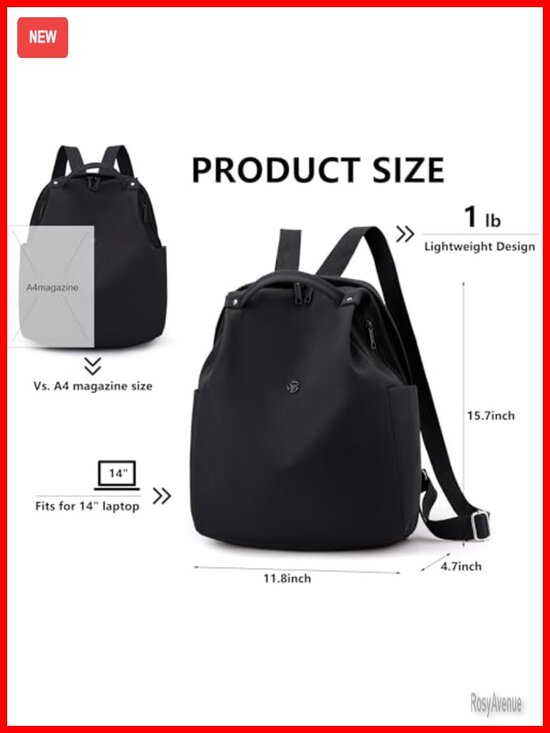 Water Resistant Nylon Women Backpack Small Lightweight Travel Daypack with USB
